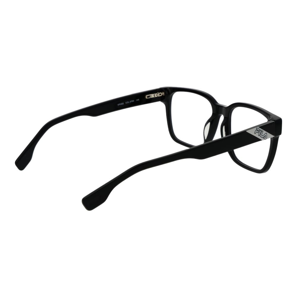 Eyeglasses Frames by Fila for unisex in cellulose acetate black showcases a reflective silhouette, artfully incorporating a sophisticated black coloured frame with a distinct full-frame frame design.