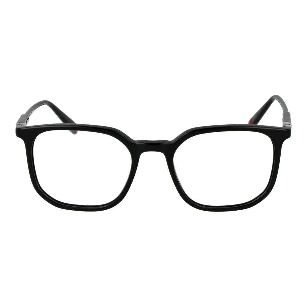 Eyeglasses Frames by Fila for unisex in plastic black features an refined silhouette, showcasing a sophisticated black coloured frame and refined full-frame frame design for a refined look.