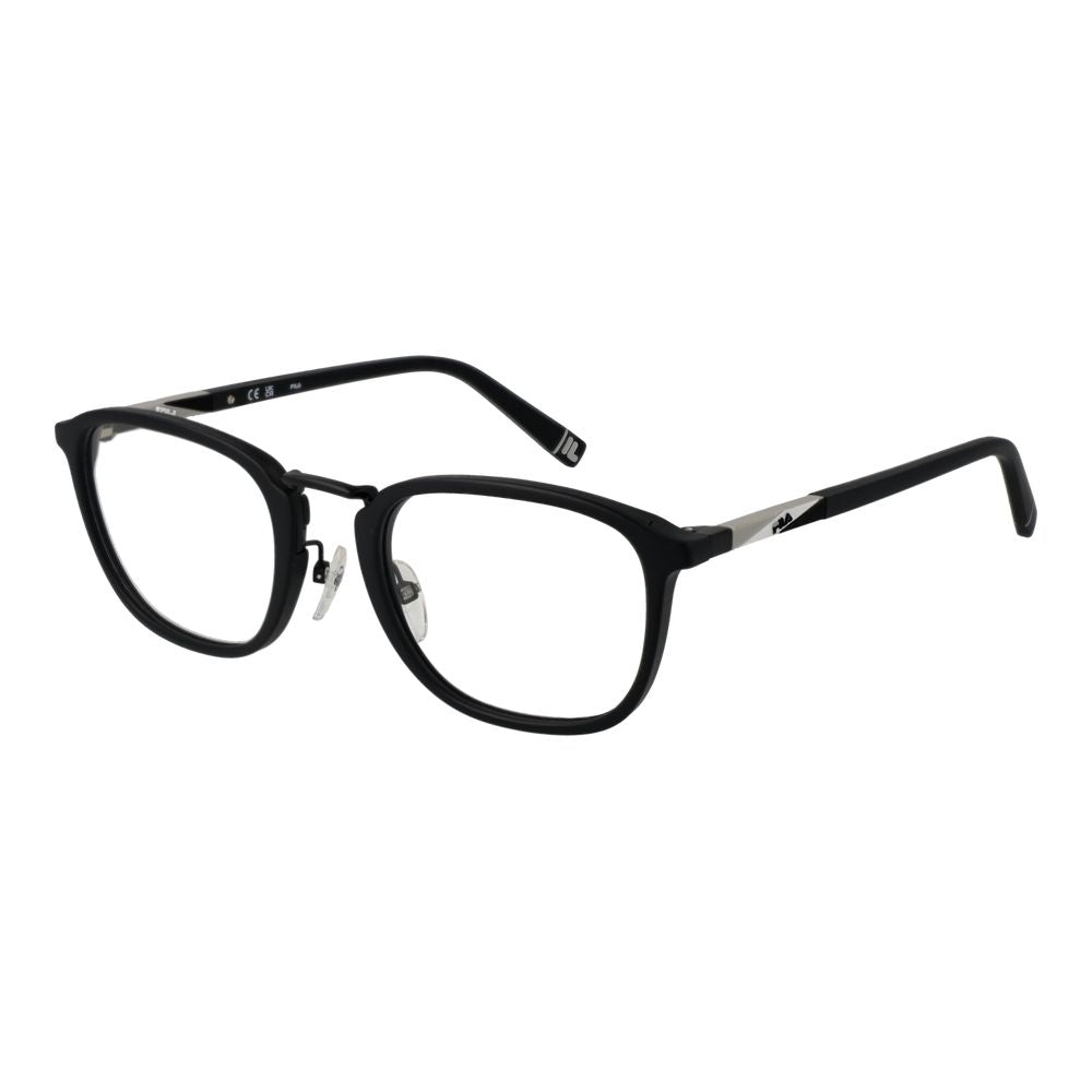 Eyeglasses Frames by Fila for unisex in plastic black features an refined silhouette, showcasing a sophisticated black coloured frame and refined full-frame frame design for a refined look.
