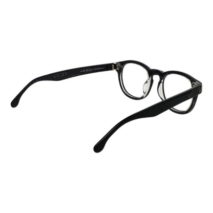Eyeglasses Frames by Lozza for unisex in cellulose acetate black showcases a reflective silhouette, artfully incorporating a sophisticated black coloured frame with a distinct full-frame frame design.