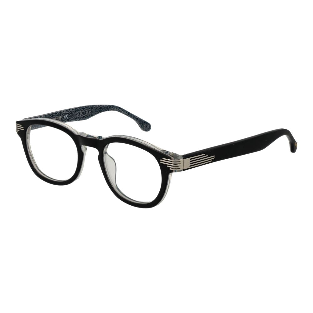 Eyeglasses Frames by Lozza for unisex in cellulose acetate black showcases a refined full-frame frame design with a refined black coloured frame finish for a refined and sophisticated look.