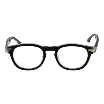 Eyeglasses Frames by Lozza for unisex in cellulose acetate black showcases a reflective silhouette, artfully incorporating a sophisticated black coloured frame with a distinct full-frame frame design.