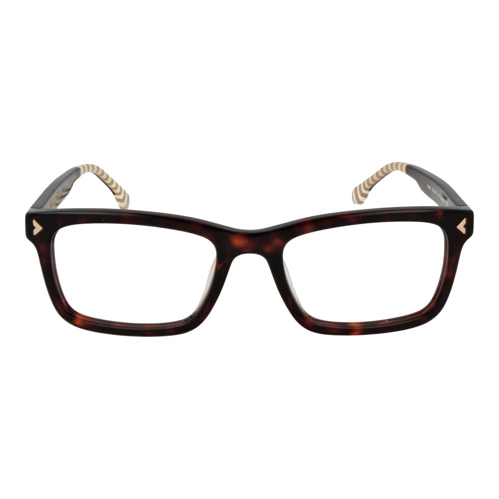 Eyeglasses Frames by Lozza for men in cellulose acetate brown features an refined silhouette, showcasing a sophisticated brown coloured frame and refined full-frame frame design for a refined look.