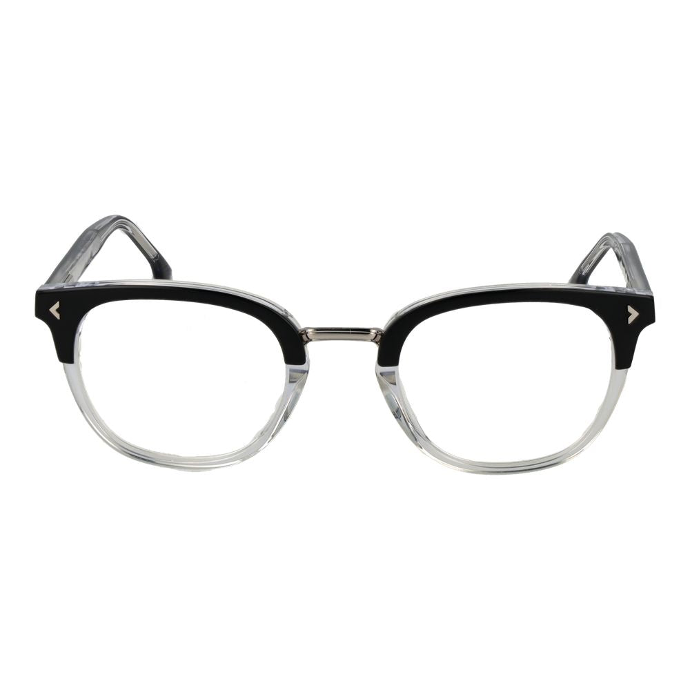 Eyeglasses Frames by Lozza for unisex in cellulose acetate black showcases a reflective silhouette, artfully incorporating a sophisticated black coloured frame with a distinct full-frame frame design.