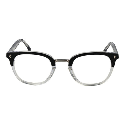 Eyeglasses Frames by Lozza for unisex in cellulose acetate black showcases a reflective silhouette, artfully incorporating a sophisticated black coloured frame with a distinct full-frame frame design.