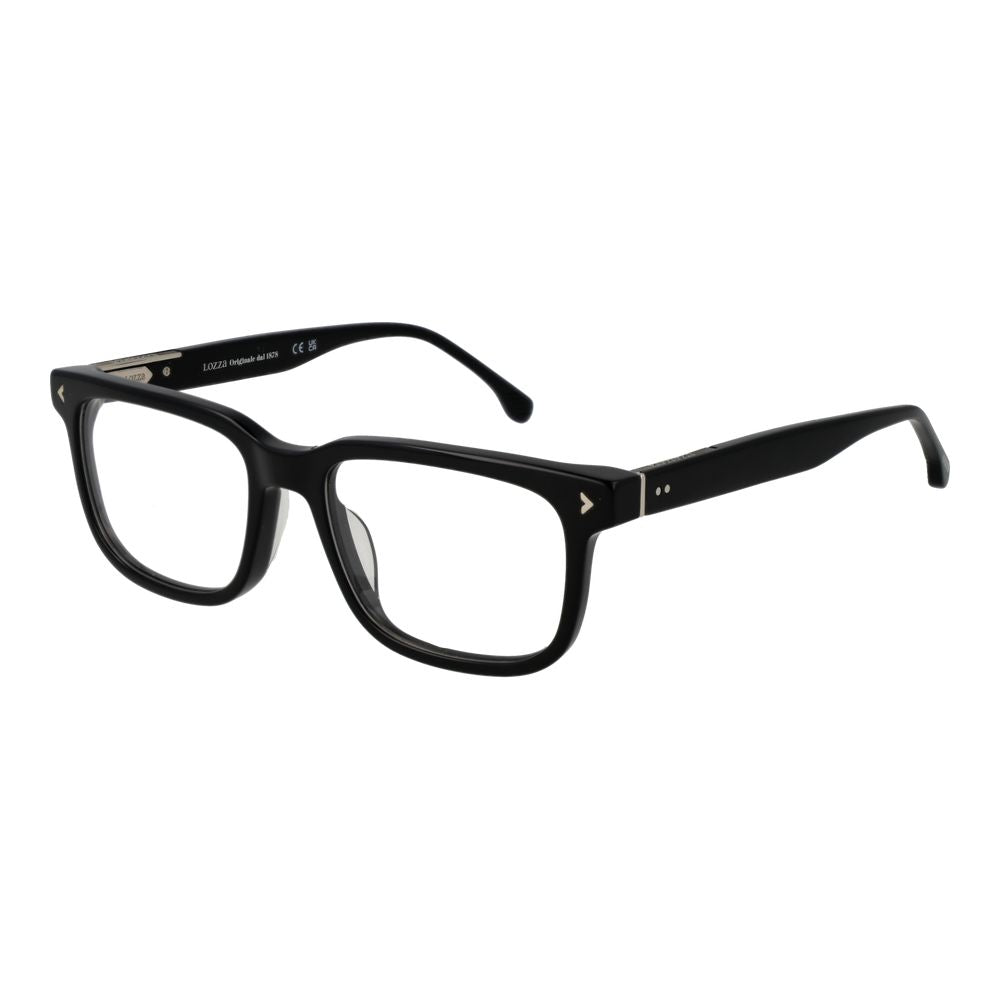 Eyeglasses Frames by Lozza for men in cellulose acetate and black showcases a refined silhouette, detailed with a black coloured frame finish and a sophisticated full-frame frame design.