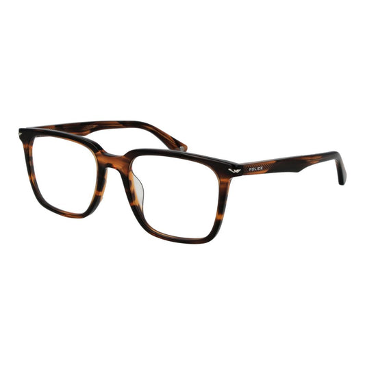 Eyeglasses Frames by Police for men in cellulose acetate brown features an refined silhouette, showcasing the refined brown coloured frame and sophisticated full-frame frame design.