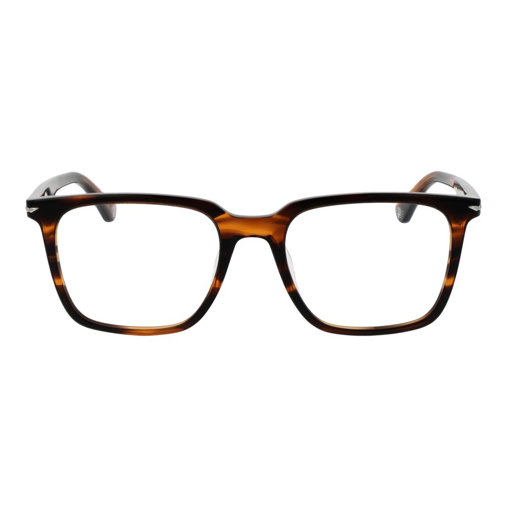 Eyeglasses Frames by Police for men in cellulose acetate brown showcases a reflective silhouette, artfully incorporating a sophisticated brown coloured frame with a distinct full-frame frame design.
