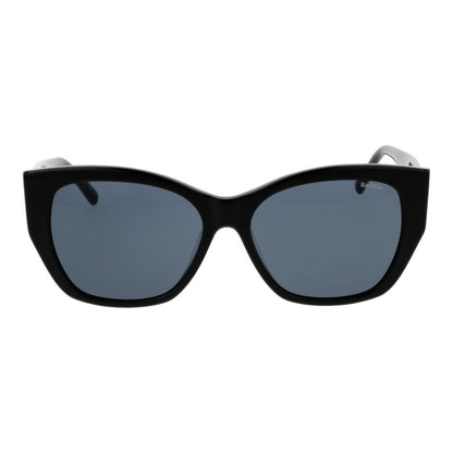 Sunglasses by Barbour for women in acetate black features a sumptuous silhouette, showcasing a sumptuous full-rim cat-eye frame design in black coloured frame with high-performance non-polarized category-3-dark-tint lens.