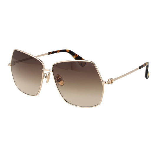 Sunglasses by Max Mara for women in metal gold showcases a ethereal silhouette, featuring gold coloured frame butterfly full-rim frame design with gradient category-2-medium-tint lens for a ethereal finish.