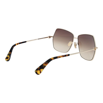 Sunglasses by Max Mara for women in metal gold features an lustrous butterfly full-rim frame design with gold coloured frame detailing and gradient category-2-medium-tint lens for a lustrous aesthetic.