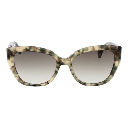 Sunglasses by Max Mara for women in acetate multicolor features an lustrous full-rim cat-eye frame design with green coloured frame detailing and gradient category-2-medium-tint lens for a lustrous aesthetic.