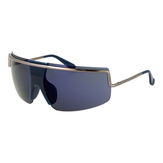 Sunglasses by Max Mara for women in metal silver showcases a ethereal silhouette, featuring silver coloured frame rimless mono-lens frame design with mirrored category-3-dark-tint lens for a ethereal finish.