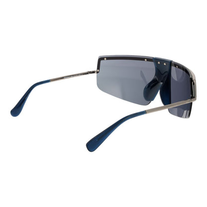 This Sunglasses by Max Mara for women in metal silver presents a sumptuous silhouette, showcasing a sumptuous rimless mono-lens frame design in silver coloured frame and high-performance mirrored category-3-dark-tint lens.