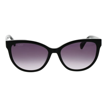 Sunglasses by Max Mara for women in acetate and black featuring an opulent full-rim cat-eye frame design with a sophisticated black coloured frame finish and high-performance gradient category-3-dark-tint lens.