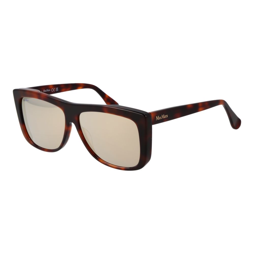 Sunglasses by Max Mara for women in acetate brown showcases a ethereal silhouette, featuring brown coloured frame full-rim square frame design with mirrored category-3-dark-tint lens for a ethereal finish.