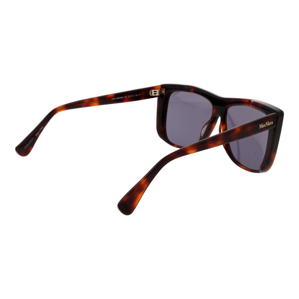 Sunglasses by Max Mara for women in acetate and brown presents a sumptuous silhouette, featuring brown coloured frame and full-rim square frame design with mirrored category-3-dark-tint lens for a sumptuous look.
