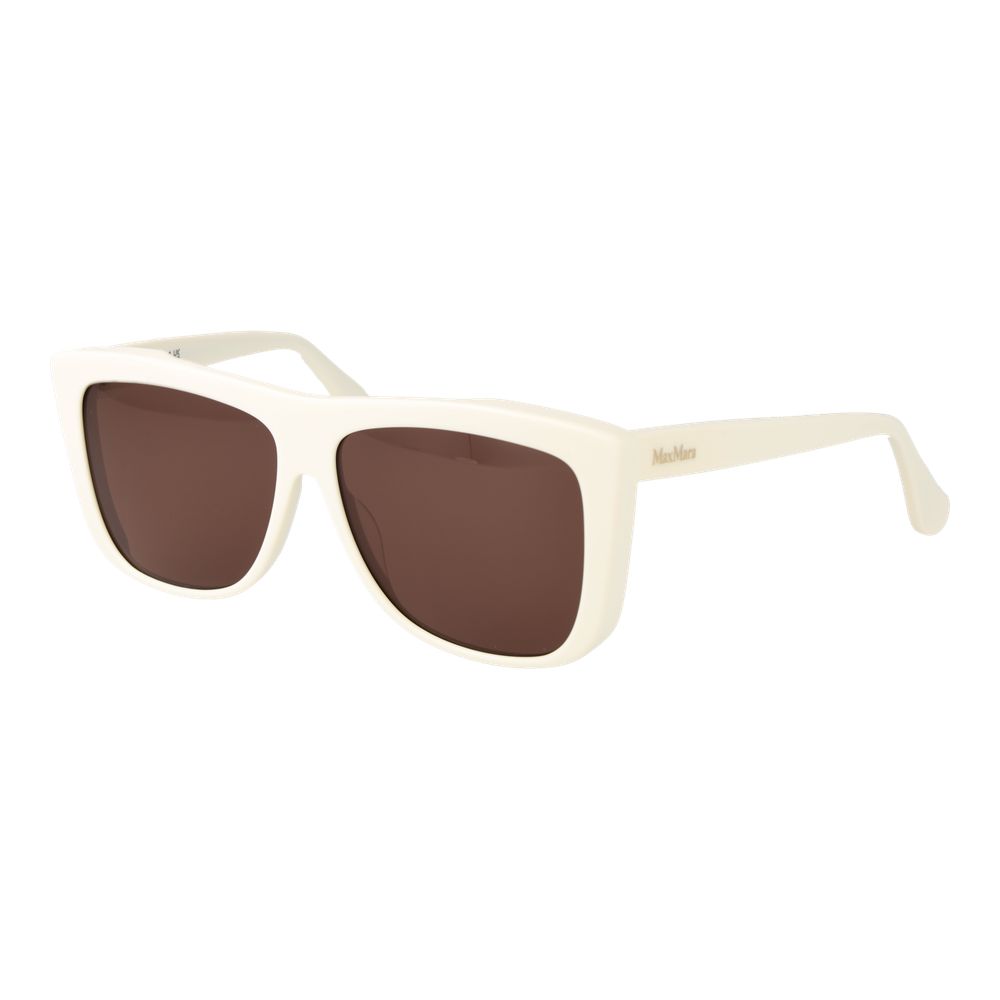 Sunglasses by Max Mara for women in acetate and white featuring an opulent rectangle full-rim frame design with a sophisticated white coloured frame finish and high-performance non-polarized category-3-dark-tint lens.