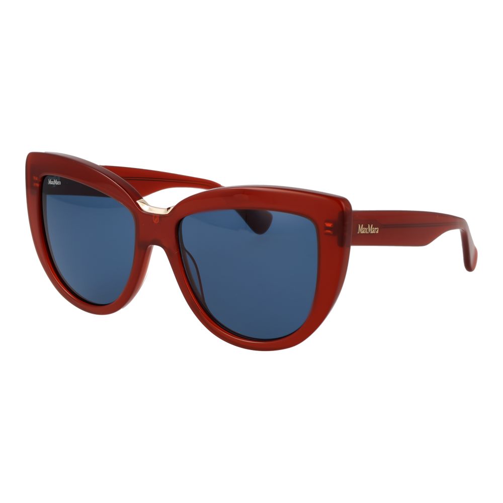 Sunglasses by Max Mara for women in multicolor features an lustrous butterfly full-rim frame design with red coloured frame detailing and non-polarized category-3-dark-tint lens for a lustrous aesthetic.