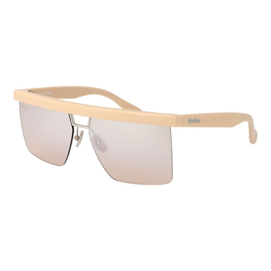 Sunglasses by Max Mara for women in plastic and beige presents a sumptuous silhouette, featuring beige coloured frame and rectangle half-rim frame design with non-polarized category-2-medium-tint lens for a sumptuous look.