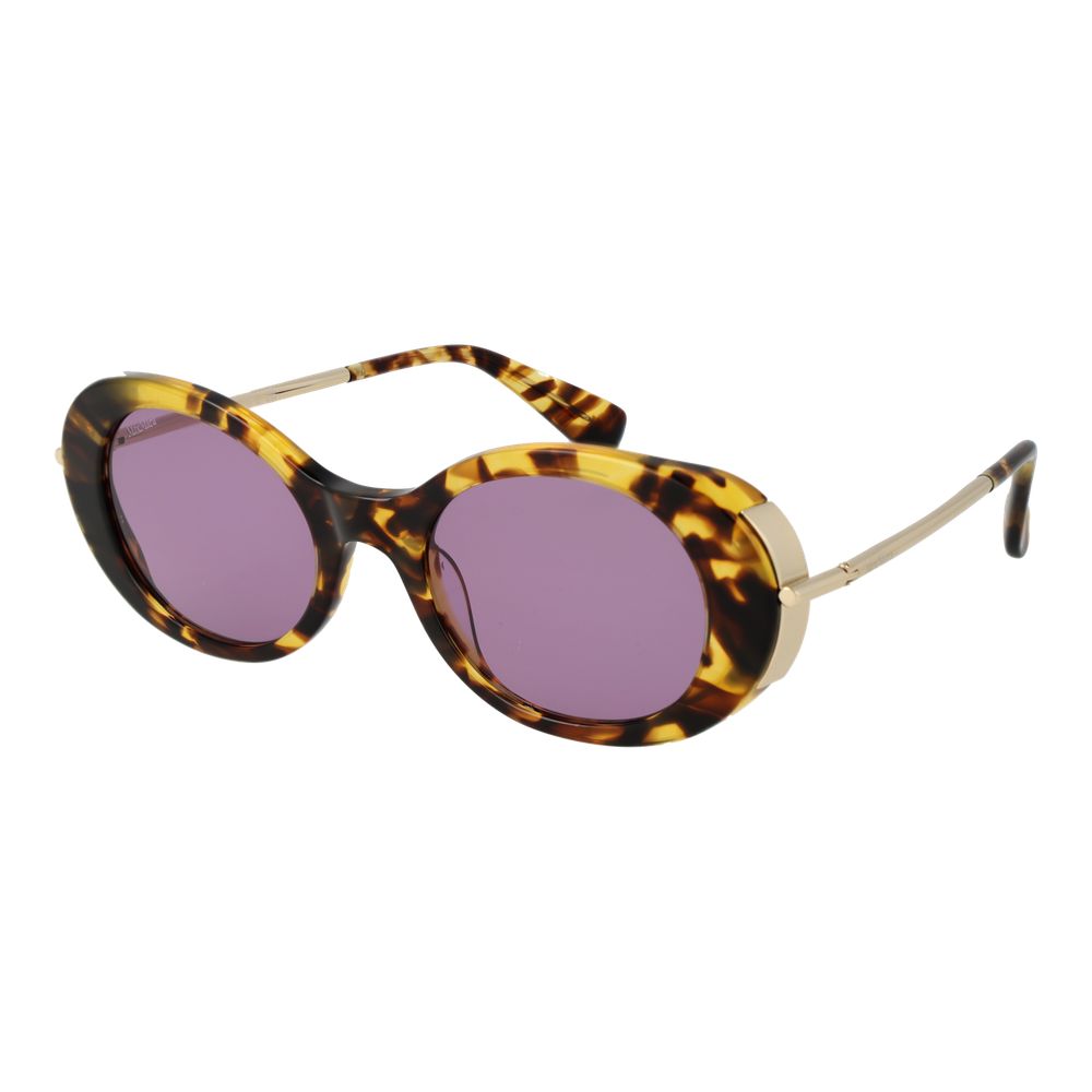 Sunglasses by Max Mara for women in acetate multicolor features an lustrous full-rim oval frame design with multicolor coloured frame detailing and non-polarized category-2-medium-tint lens for a lustrous aesthetic.
