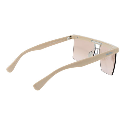 Sunglasses by Max Mara for women in plastic beige features an ethereal rectangle half-rim frame design with beige coloured frame frames and non-polarized category-2-medium-tint lens for a ethereal finish.
