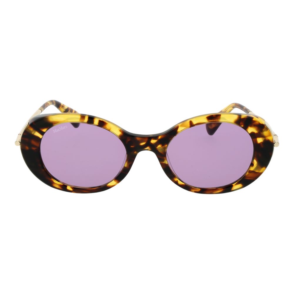 Sunglasses by Max Mara for women in acetate multicolor features a sumptuous silhouette, showcasing a sumptuous full-rim oval frame design in multicolor coloured frame with high-performance non-polarized category-2-medium-tint lens.