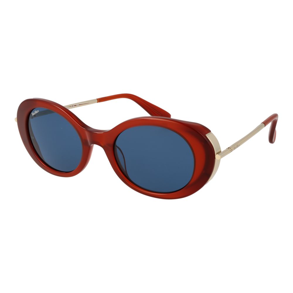 Sunglasses by Max Mara for women in acetate multicolor showcases a ethereal silhouette, featuring red coloured frame full-rim oval frame design with non-polarized category-3-dark-tint lens for a ethereal finish.