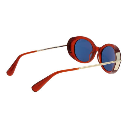 Sunglasses by Max Mara for women in acetate and multicolor featuring an opulent full-rim oval frame design with a sophisticated red coloured frame finish and high-performance non-polarized category-3-dark-tint lens.
