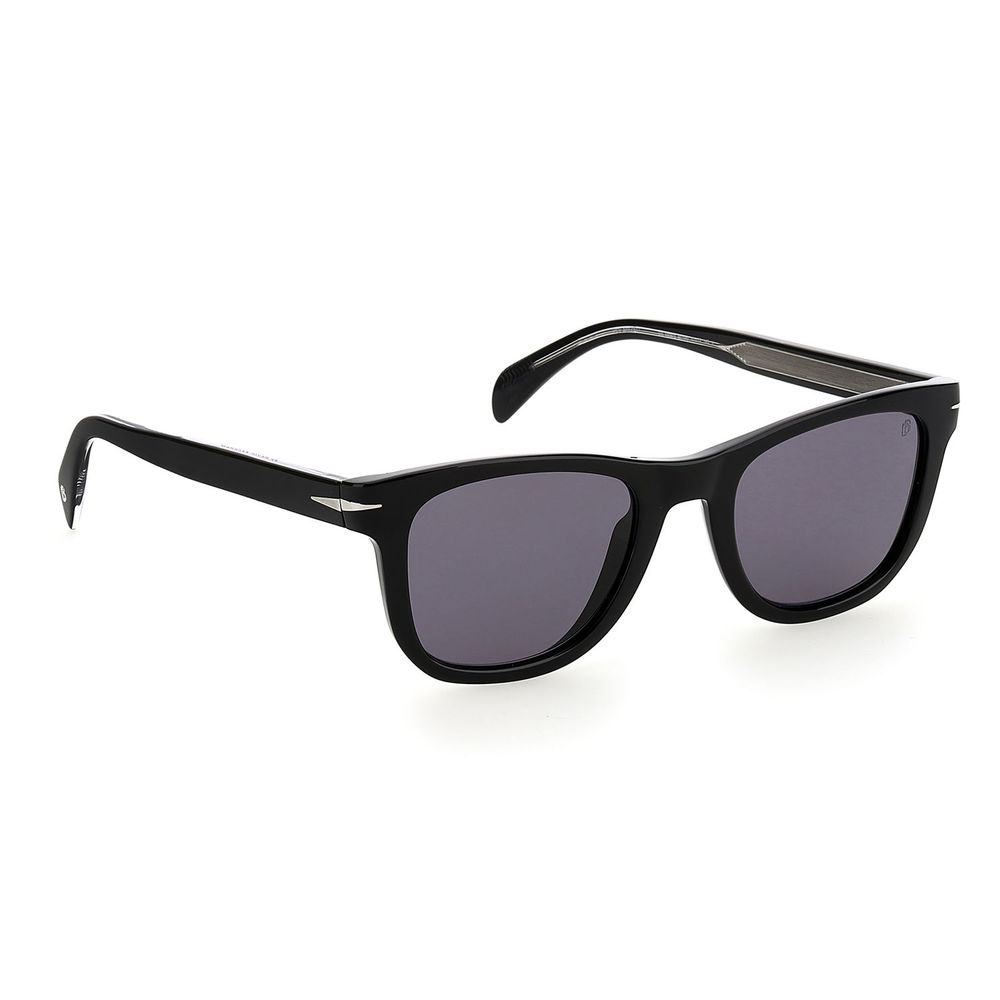 Sunglasses by David Beckham for men in plastic and black presents a sumptuous silhouette, featuring black coloured frame and full-rim frame design with polarized category-3-dark-tint lens for a sumptuous look.