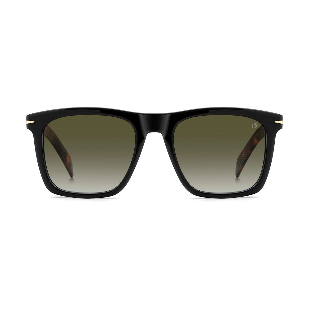 Sunglasses by David Beckham for men in plastic black features a sumptuous silhouette, showcasing a sumptuous full-rim square frame design in black coloured frame with high-performance gradient category-3-dark-tint lens.