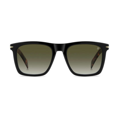 Sunglasses by David Beckham for men in plastic black features a sumptuous silhouette, showcasing a sumptuous full-rim square frame design in black coloured frame with high-performance gradient category-3-dark-tint lens.