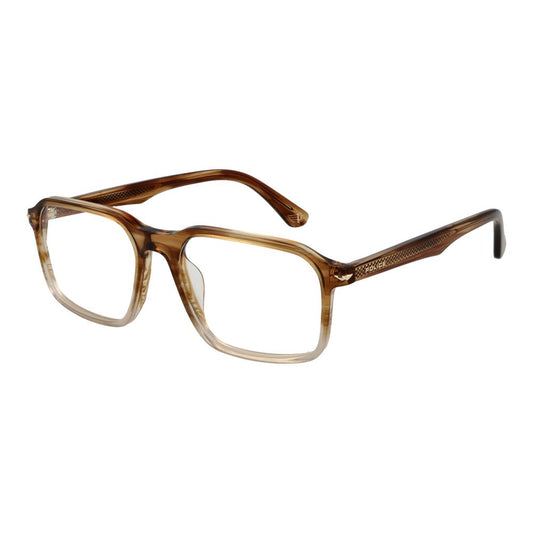 Eyeglasses Frames by Police for men in cellulose acetate brown features an refined silhouette, showcasing a sophisticated brown coloured frame and refined full-frame frame design for a refined look.