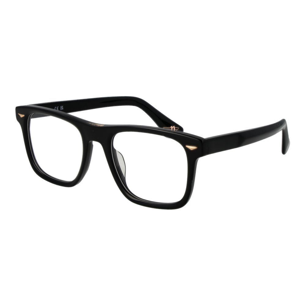 Eyeglasses Frames by Police for men in cellulose acetate black features an refined silhouette, showcasing the refined black coloured frame and sophisticated full-frame frame design.