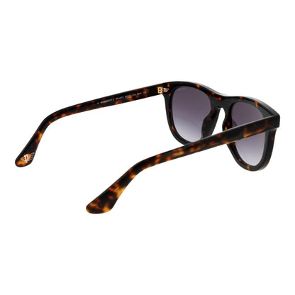 Sunglasses by Police for men in cellulose acetate brown features an lustrous full-rim panto frame design with brown coloured frame detailing and gradient category-3-dark-tint lens for a lustrous aesthetic.