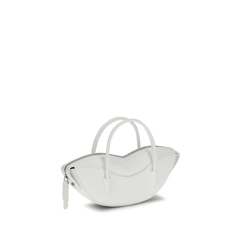 Mini Shoulder Handbag by Fiorucci for women in bos taurus suede calf leather silver, white & signature features an refined silhouette, showcasing a secure zipper, ample , and versatile shoulder-strap & handle for a sophisticated refined aesthetic.