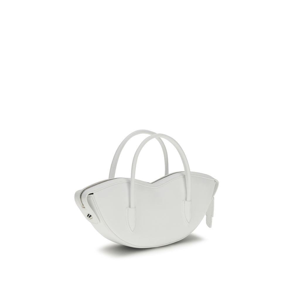 Mini Shoulder Handbag by Fiorucci for women in bos taurus suede calf leather silver, white & signature features a exquisite silhouette, showcasing a secure zipper and exquisite with versatile shoulder-strap & handle for a exquisite finish.
