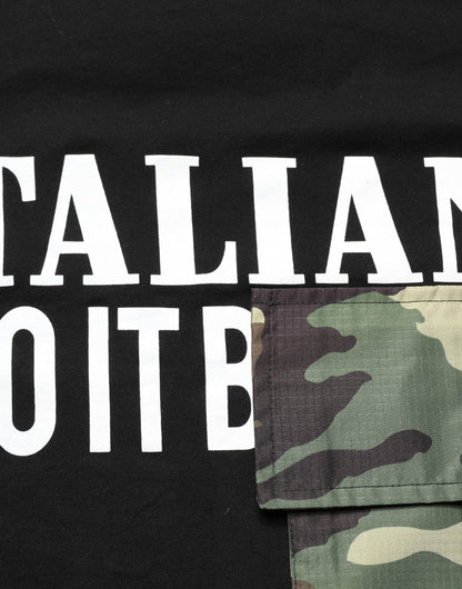 Dolce & Gabbana Black Camouflage Graphic Cotton Crewneck T-shirt