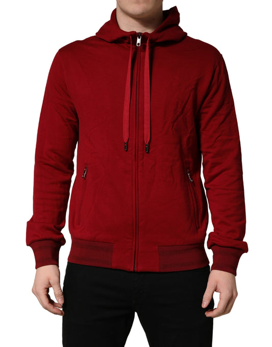 Sweatshirt Hoodie by Dolce & Gabbana for men in cotton red features an dramatic silhouette, showcasing a sophisticated wrap hooded neckline and dramatic for a refined, modern aesthetic.