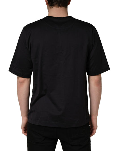 Dolce & Gabbana Black Angel Print Cotton Crew Neck T-shirt