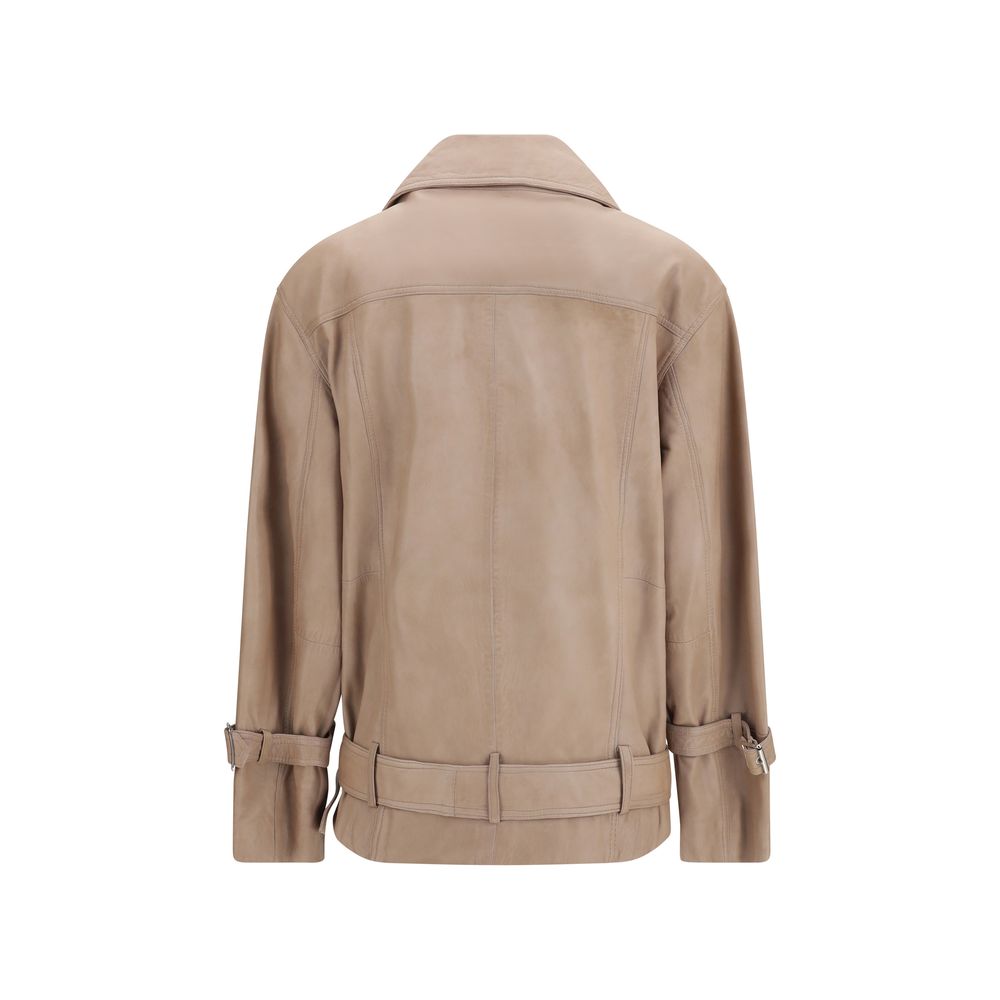 Jacket by PINKO for women in sheep leather beige features a smart silhouette, perfectly accentuated by its unique and functional pockets for a smart finish.