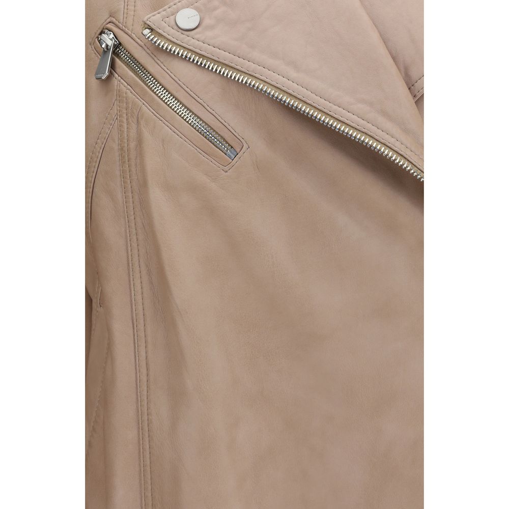 Jacket by PINKO for women in sheep leather beige presents a authentic silhouette, artfully detailed with a authentic and functional pockets for a premium authentic finish.