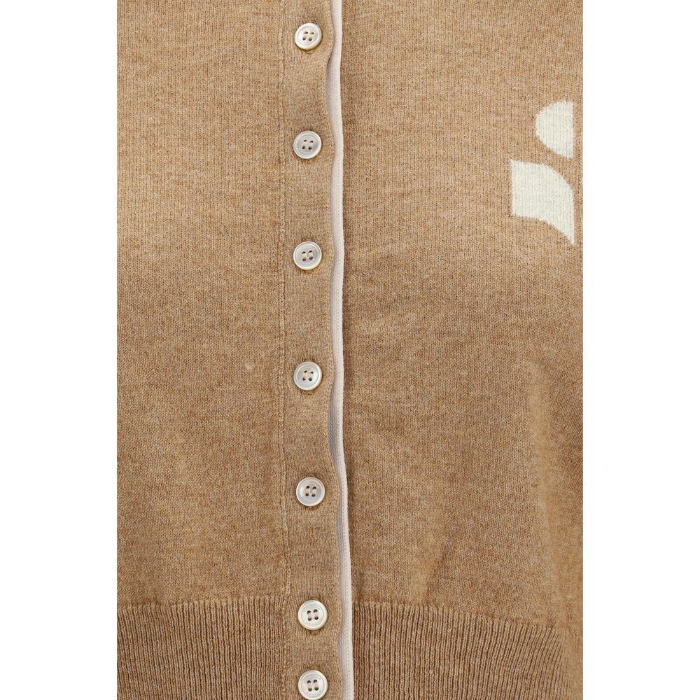 Cardigan by Isabel Marant Étoile for women in wool cotton beige & toile showcases a luxurious silhouette, meticulously detailed with a sophisticated and for a refined finish.
