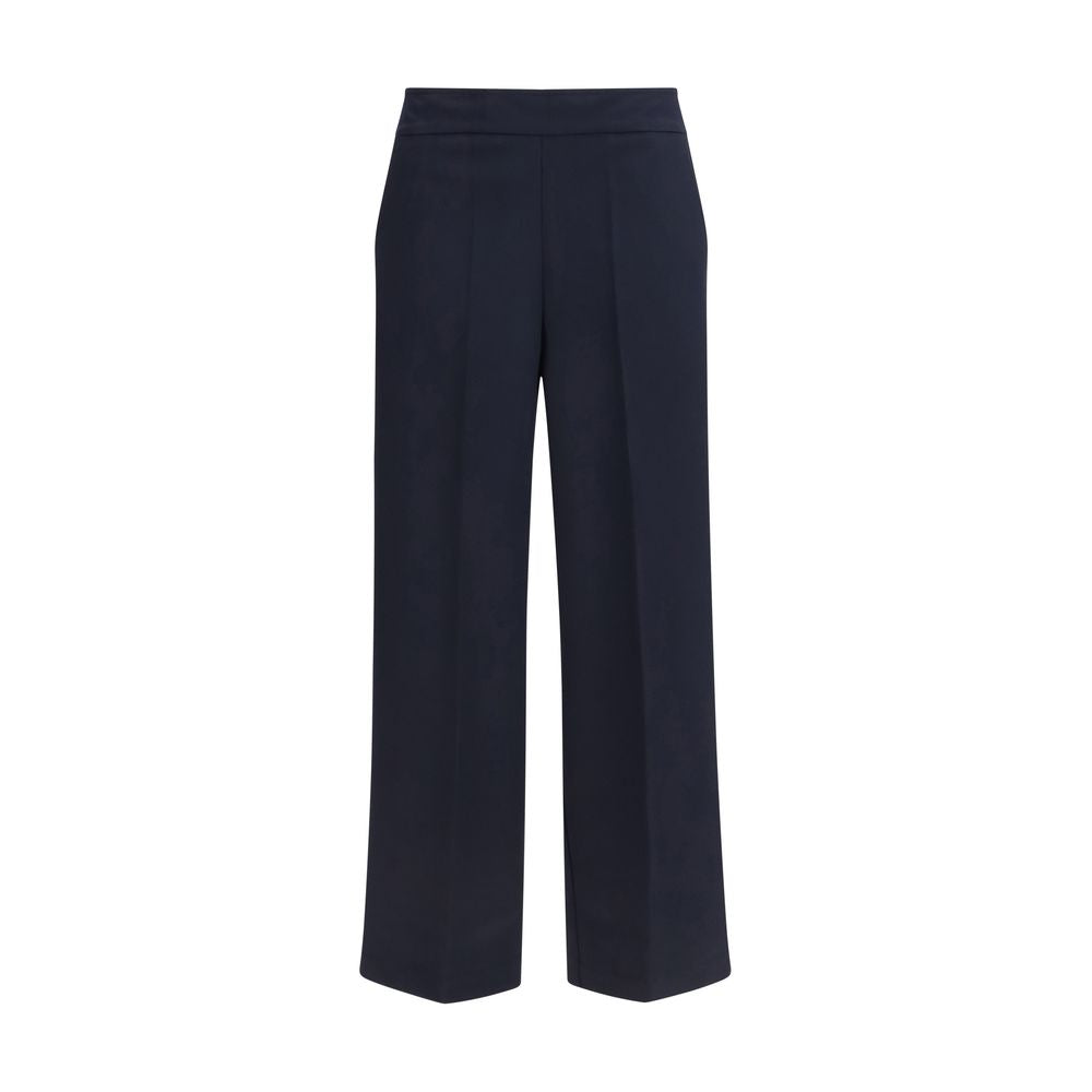 Casual Pants by Avenue Montaigne for women in stretch viscose polyester blue features a polished silhouette with a polished relaxed-fit & regular-fit, reaching a polished long and finished with a polished .