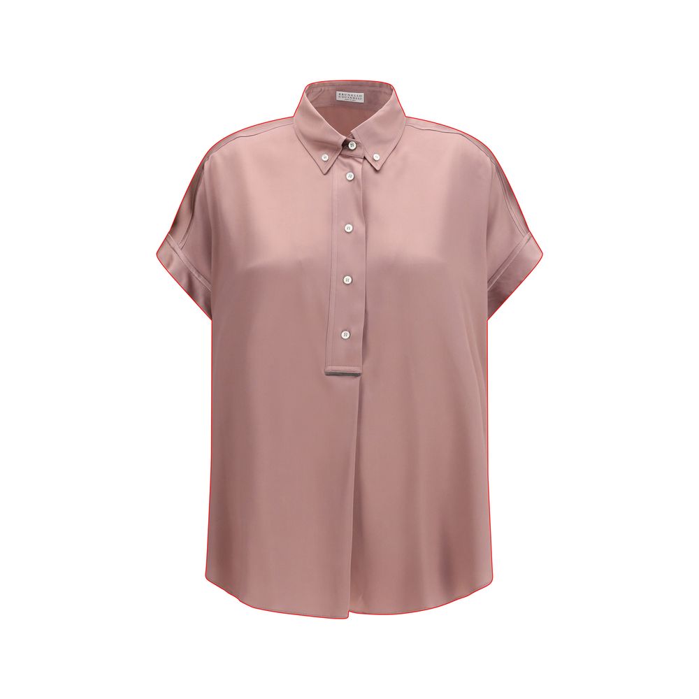 Shirt by Brunello Cucinelli for women in silk multicolor & patterned showcases a sleek silhouette, elegantly detailed with a sleek and short-sleeve for a sleek finish.