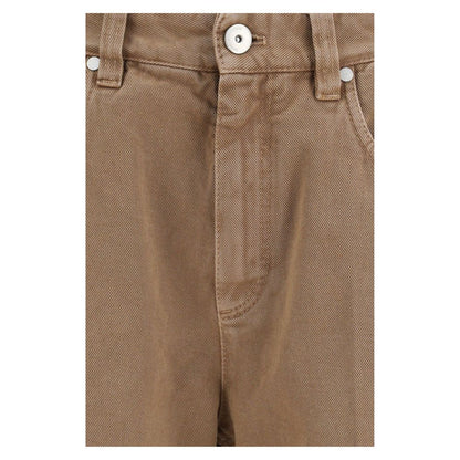 Jeans by Brunello Cucinelli for women in denim cotton brown & signature presents a tailored silhouette, showcasing a tailored straight-leg & regular-fit and long cut with a refined for a truly tailored aesthetic.