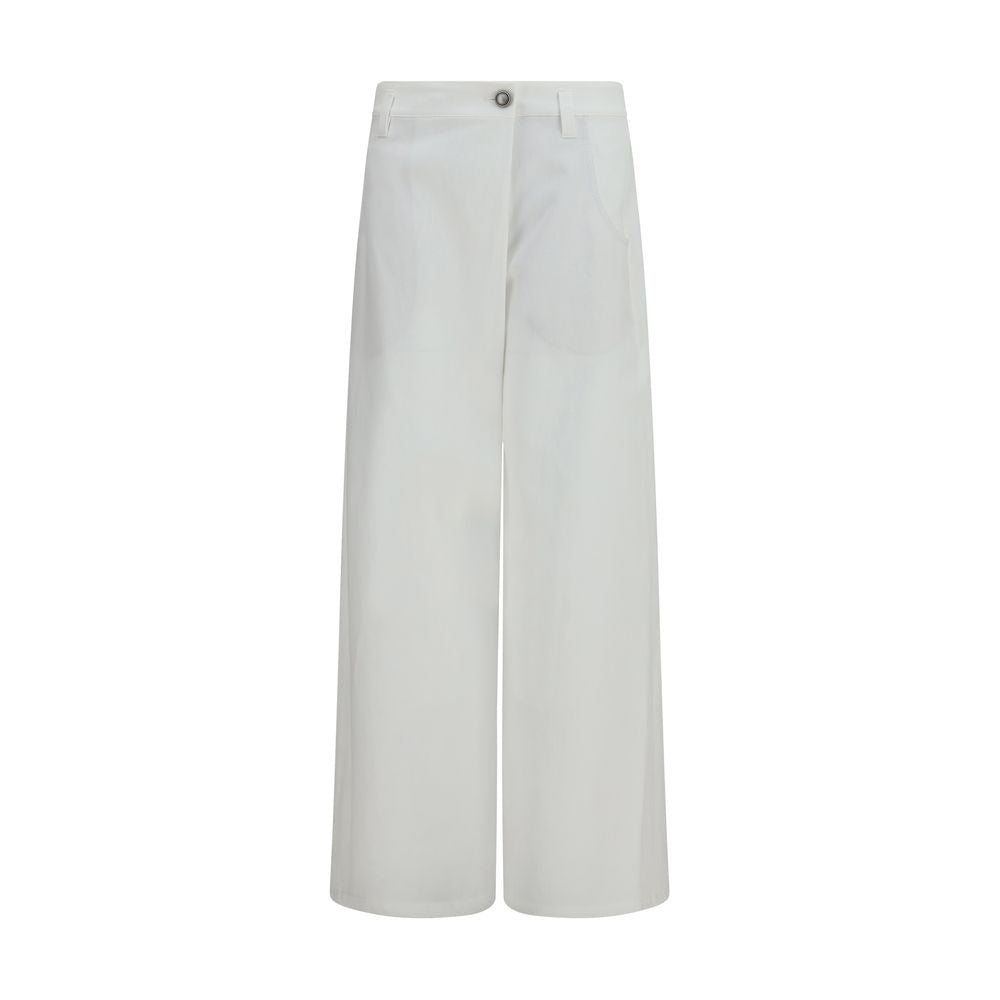 Casual Pants by Brunello Cucinelli for women in cotton white features a refined silhouette with a refined straight-leg & regular-fit, defined by a and a refined long for a refined finish.
