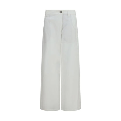 Casual Pants by Brunello Cucinelli for women in cotton white features a refined silhouette with a refined straight-leg & regular-fit, defined by a and a refined long for a refined finish.