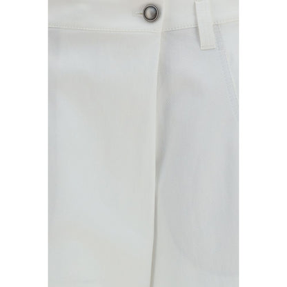 Casual Pants by Brunello Cucinelli for women in cotton white features a polished silhouette with a polished straight-leg & regular-fit, reaching a polished long and finished with a polished .