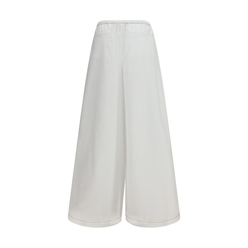 Casual Pants by Marni for women in cotton white features an sartorial regular-fit & wide and long with a cut for a sartorial finish.